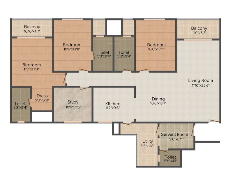 Sobha Forest View (3BHK+3T (1,506 sq ft) 1506 sq ft)
