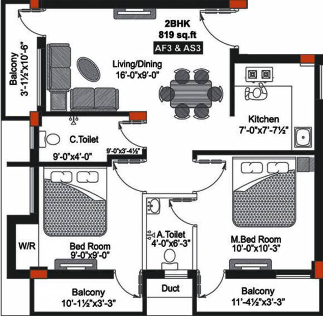 GP Cherry Blossom II (2BHK+2T (819 sq ft) 819 sq ft)