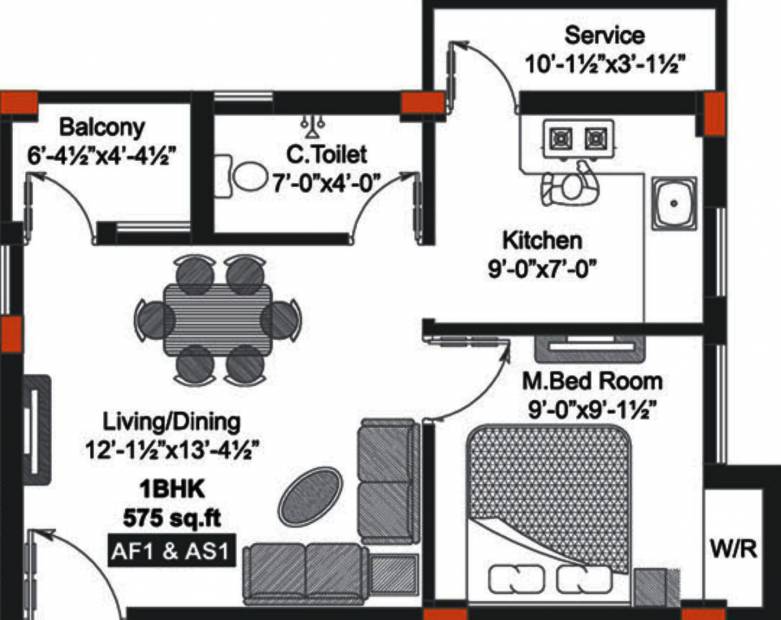 GP Cherry Blossom II (1BHK+1T (575 sq ft) 575 sq ft)