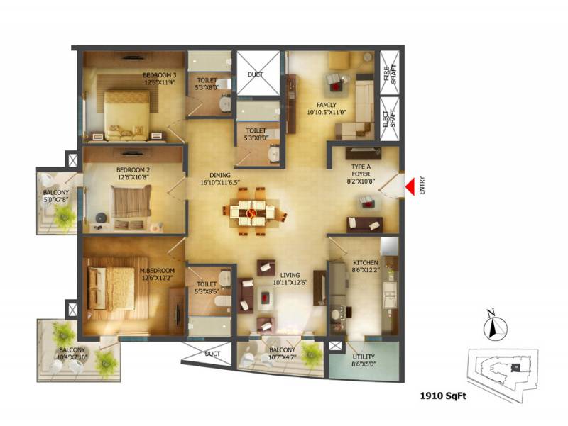 Mantri Global Heights (3BHK+3T (1,910 sq ft) 1910 sq ft)