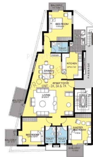 Bearys Acacia Lake View (3BHK+3T (2,245 sq ft) 2245 sq ft)