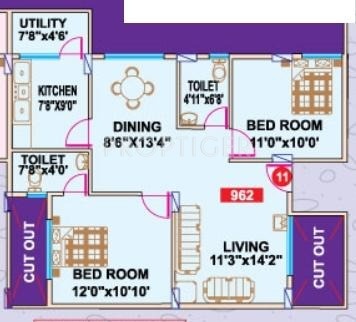 Mahaveer Lakes (2BHK+2T (962 sq ft) 962 sq ft) Mahaveer Lakes (2BHK+2T (962 sq ft) 962 sq ft)