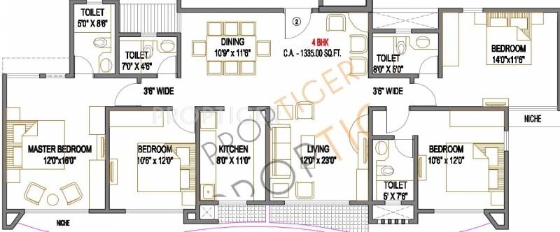 Rustomjee Avenue M Floor Plan (4BHK+4T)