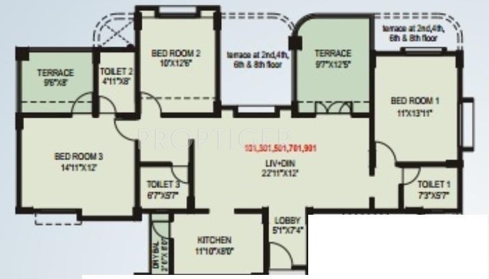 Paranjape Ruturang E (3BHK+3T (1,277 sq ft) 1277 sq ft)