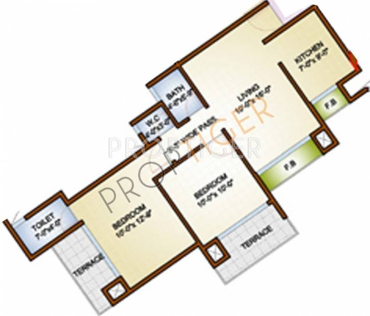 Shree Gardenia (2BHK+2T (981 sq ft) 981 sq ft)