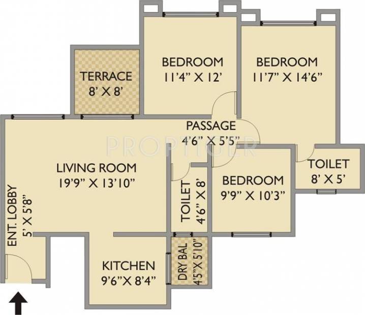 Pride Purple Park Xpress (3BHK+2T (1,250 sq ft) 1250 sq ft)