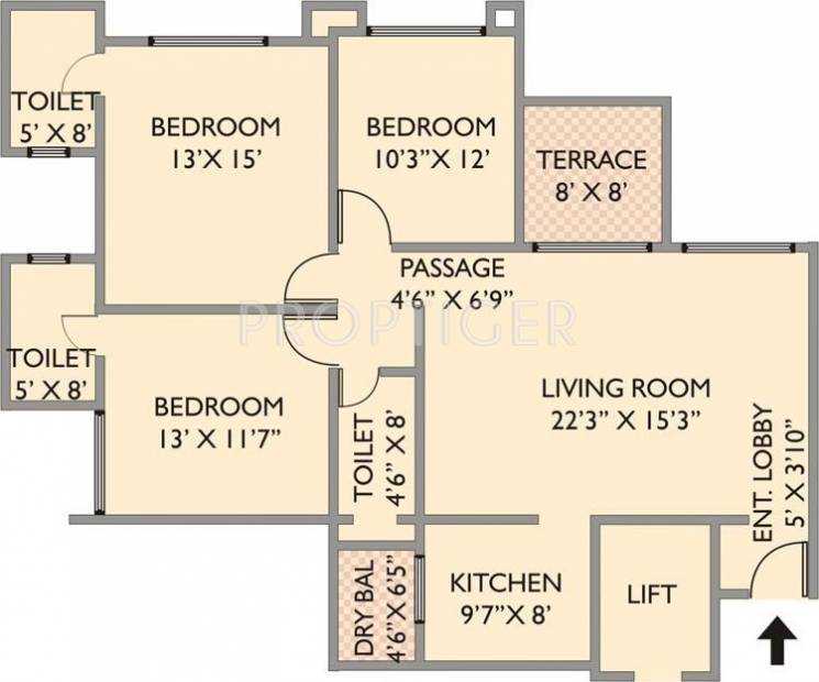 Pride Purple Park Xpress (3BHK+3T (1,450 sq ft) 1450 sq ft)