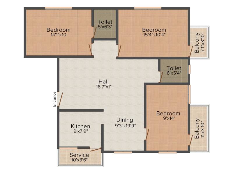 Nu Krishna (3BHK+2T (1,296 sq ft) 1296 sq ft)