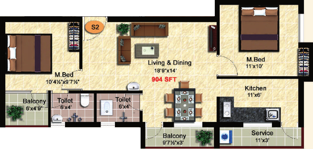 Mayas Construction Sri Anantha (2BHK+2T (904 sq ft) 904 sq ft) Mayas Construction Sri Anantha (2BHK+2T (904 sq ft) 904 sq ft)