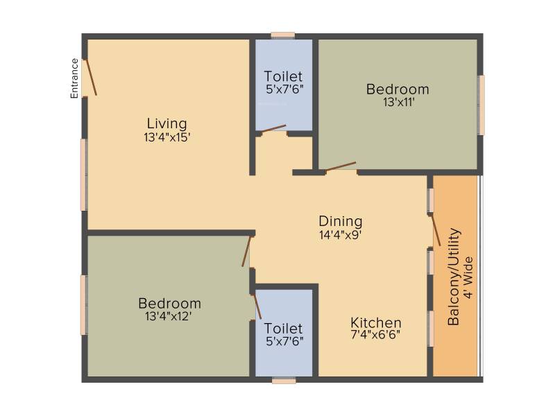 Subhodayaraga Laurus (2BHK+2T (1,287 sq ft) 1287 sq ft)