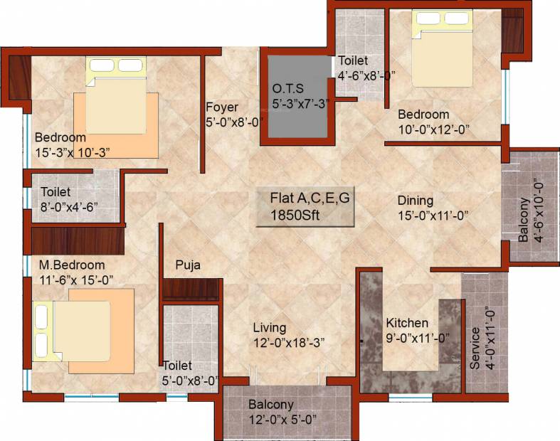 KCee Vishwam (3BHK+3T (1,850 sq ft) 1850 sq ft)