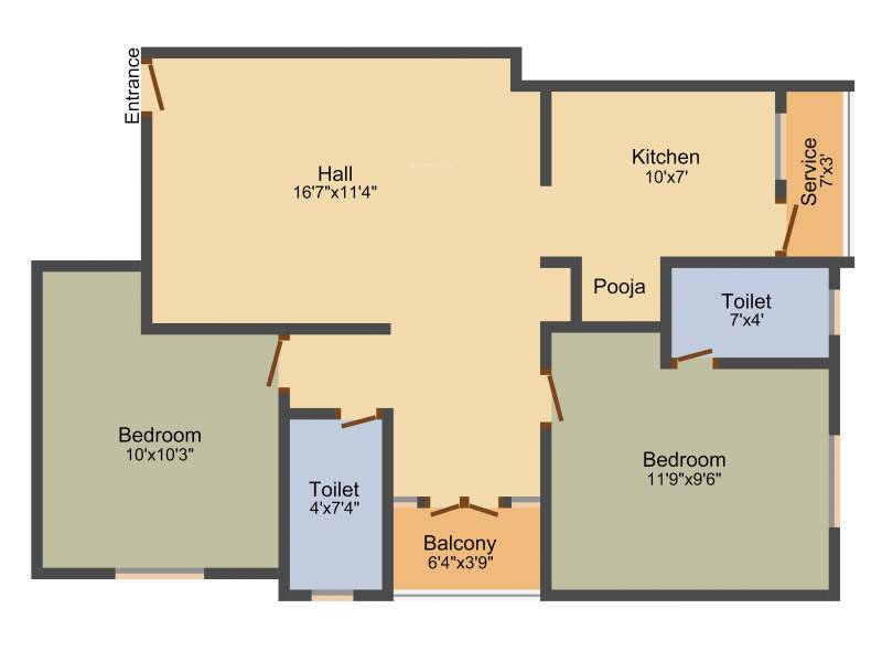 Siddarth Sai Sagar (2BHK+2T (920 sq ft)   Pooja Room 920 sq ft)