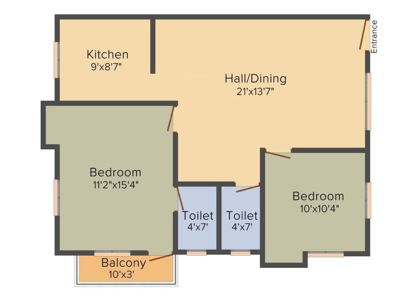 Vigneshwara Builders Kasthuris Splendour 2BHK+2T (955 sq ft)