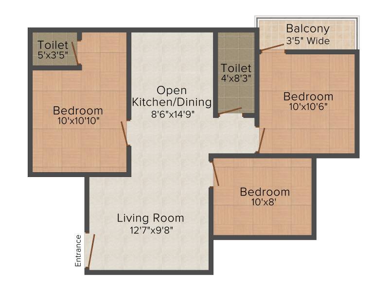 ML DP Enclave (3BHK+2T (988 sq ft) 988 sq ft)