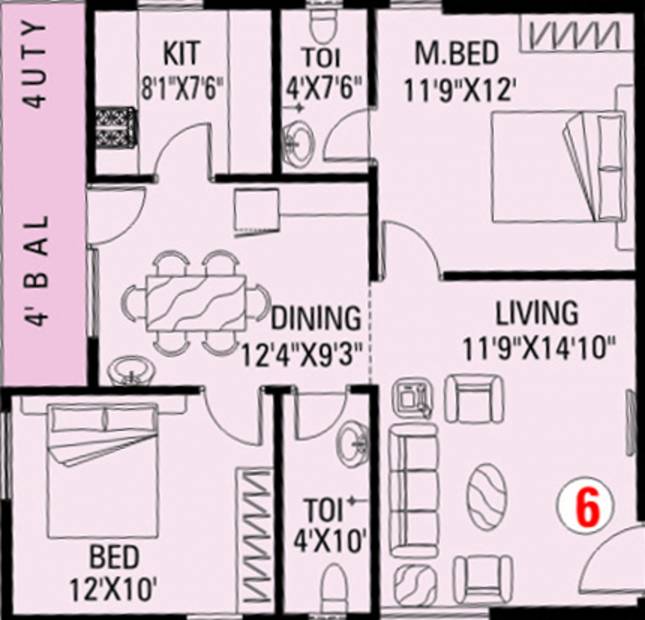 MVV Builders Enclave (2BHK+2T (1,005 sq ft) 1005 sq ft)