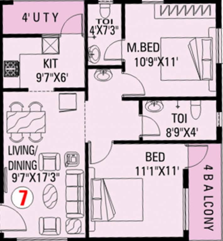 MVV Builders Enclave (2BHK+2T (895 sq ft) 895 sq ft) MVV Builders Enclave (2BHK+2T (895 sq ft) 895 sq ft)