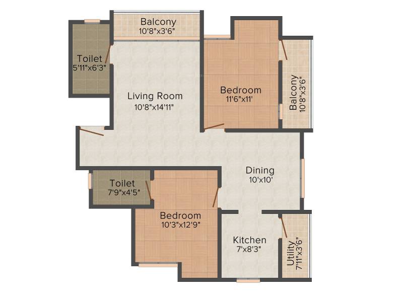 Abhinitha Vikas Vibhav (2BHK+2T (1,110 sq ft) 1110 sq ft)