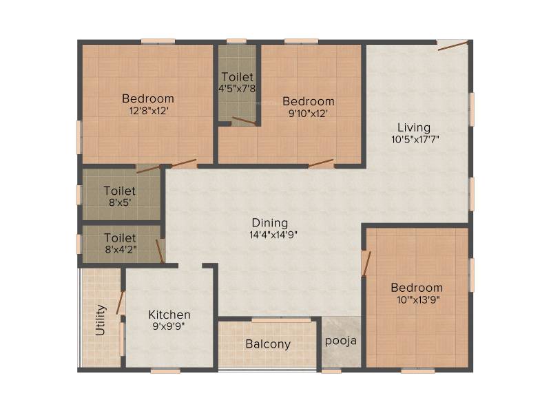 Manisha Petals (3BHK+3T (1,595 sq ft) 1595 sq ft)