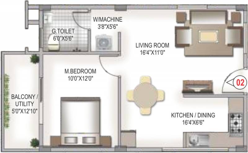 I Land Expressions (1BHK+1T (705 sq ft) 705 sq ft)