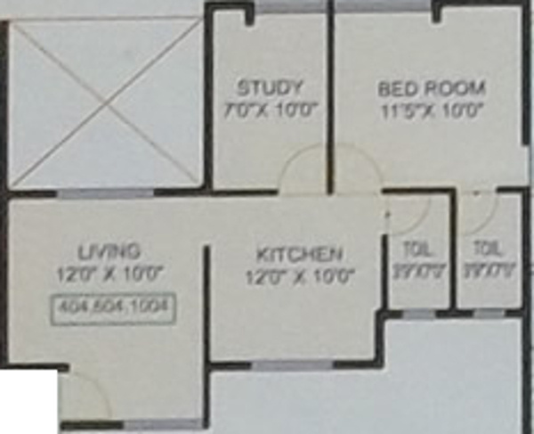 GM Kenjale Springfield Graceful Spaces Floor Plan (1BHK+1T (778 sq ft) + Study Room 778 sq ft)