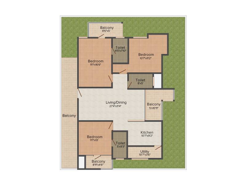 VKC Chourasia Signature (3BHK+3T (1,729 sq ft) 1729 sq ft)