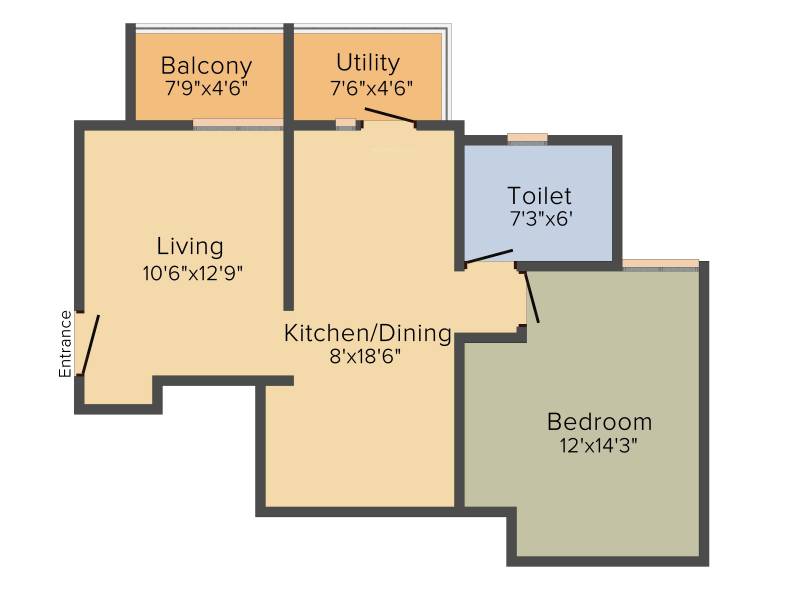 GR Shrushti (1BHK+1T (760 sq ft) 760 sq ft)