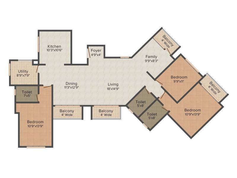 Kumar Princetown (3BHK+3T (1,870 sq ft) 1870 sq ft)