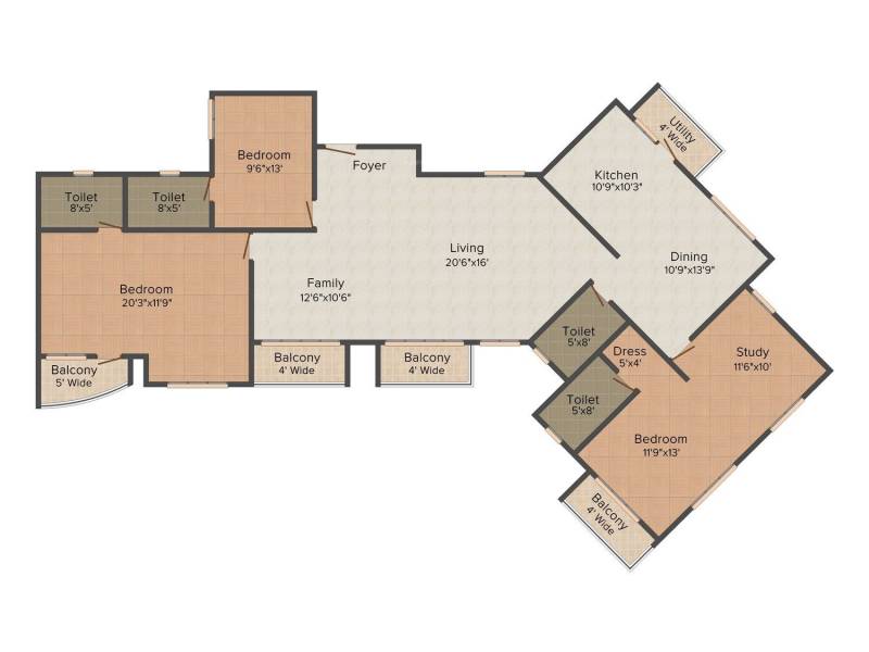 Kumar Properties Princetown 3BHK+4T (2,285 sq ft)   Study Room