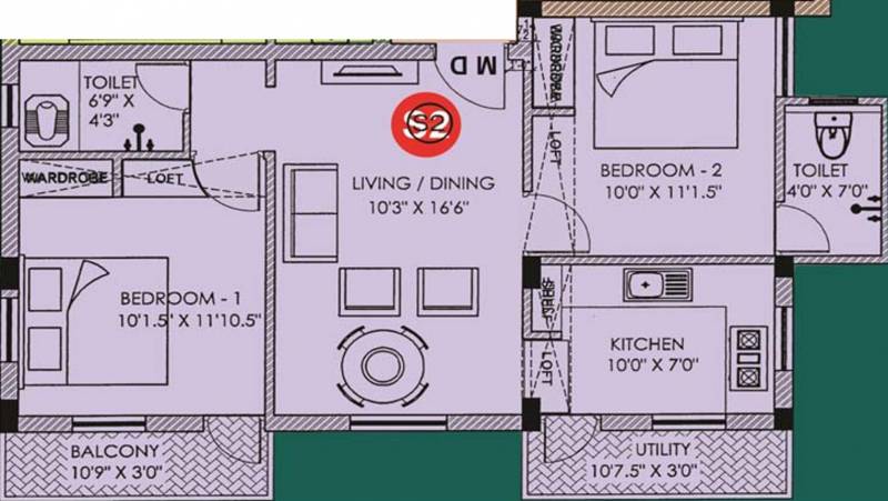 Sri Anandham (2BHK+2T (836 sq ft) 836 sq ft)