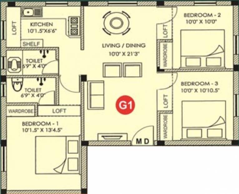 Sri Anandham (3BHK+2T (975 sq ft) 975 sq ft)