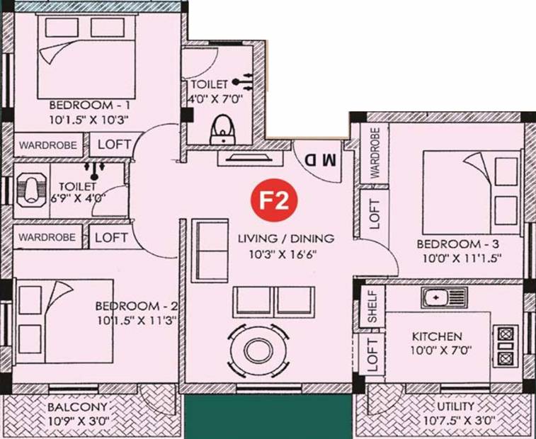 Sri Anandham (3BHK+2T (969 sq ft) 969 sq ft)