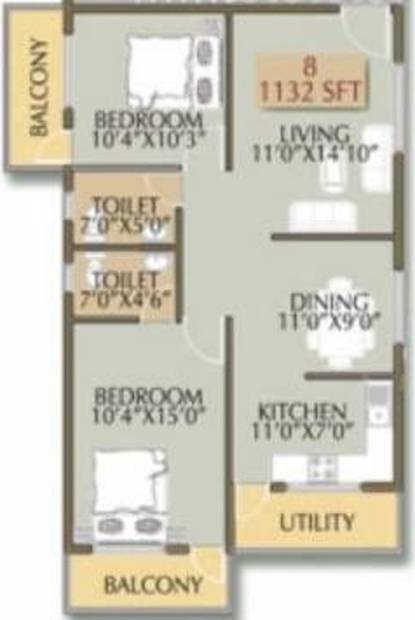 Pioneer Developers Fortune Square (2BHK+2T (1,132 sq ft) 1132 sq ft)