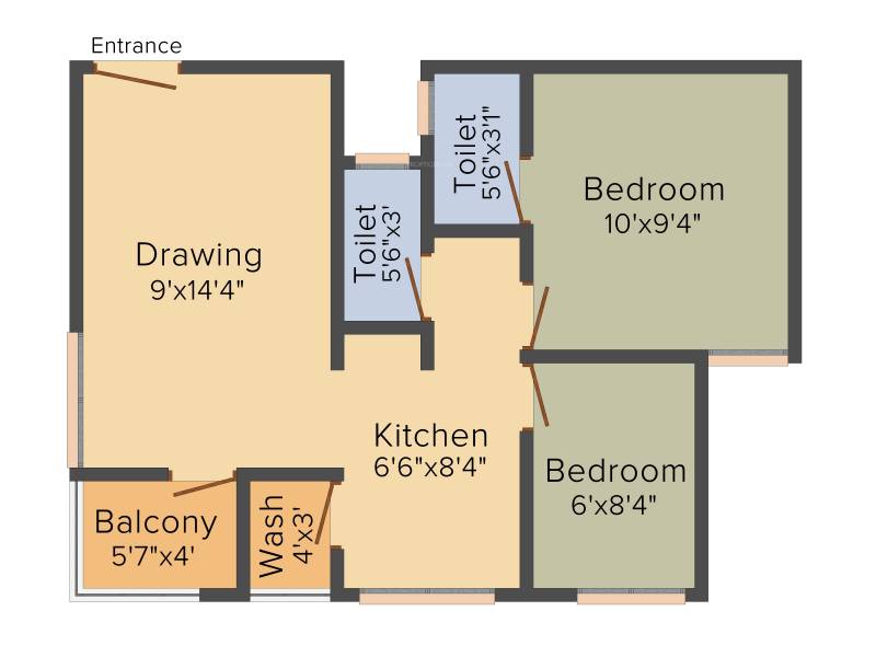 Myco Ahmed Residency (2BHK+2T (732 sq ft) 732 sq ft)