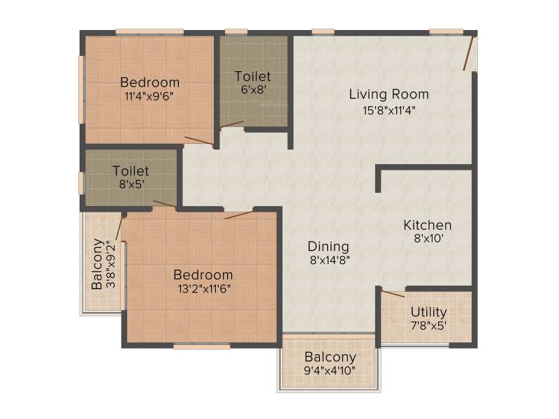 ARV Temple Tree (2BHK+2T (1,225 sq ft) 1225 sq ft)