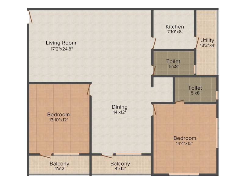 ARV Temple Tree (2BHK+2T (1,470 sq ft) 1470 sq ft)