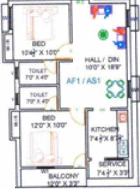 Guru Shiva And Vishnu (2BHK+2T (870 sq ft) 870 sq ft)