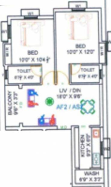 Guru Shiva And Vishnu (2BHK+2T (845 sq ft) 845 sq ft)