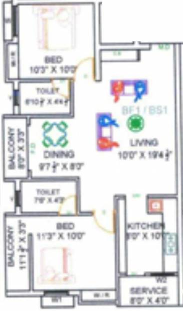 Guru Shiva And Vishnu (2BHK+2T (1,045 sq ft) 1045 sq ft)