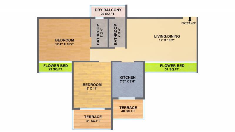 Yushan Maple Ivy (2BHK+2T (1,128 sq ft) 1128 sq ft)