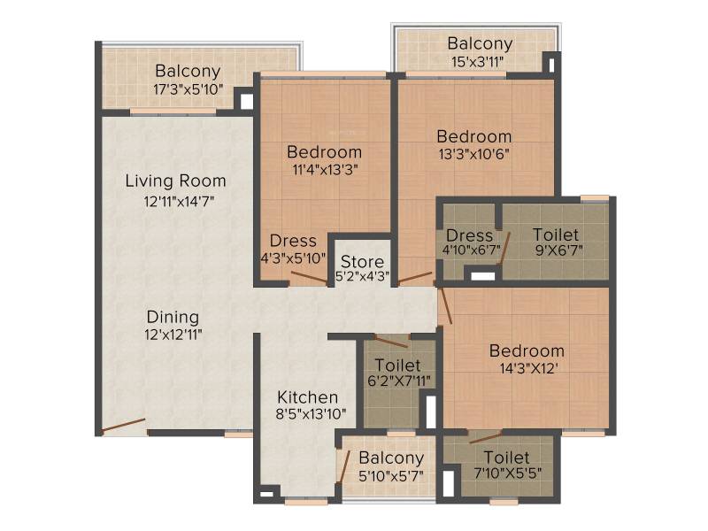 Vatika Jaipur 21 (3BHK+3T (1,945 sq ft) + Study Room 1945 sq ft)