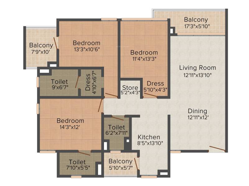 Vatika Jaipur 21 (3BHK+3T (1,960 sq ft)   Study Room 1960 sq ft)