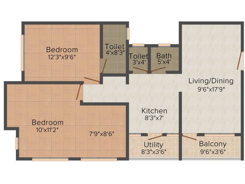 Sumanchandra Wisteria (2BHK+2T (952 sq ft) 952 sq ft)