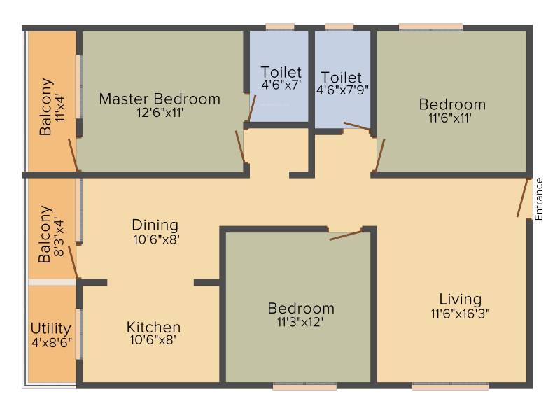 Padmalaya Residency II (3BHK+2T (1,340 sq ft) 1340 sq ft)