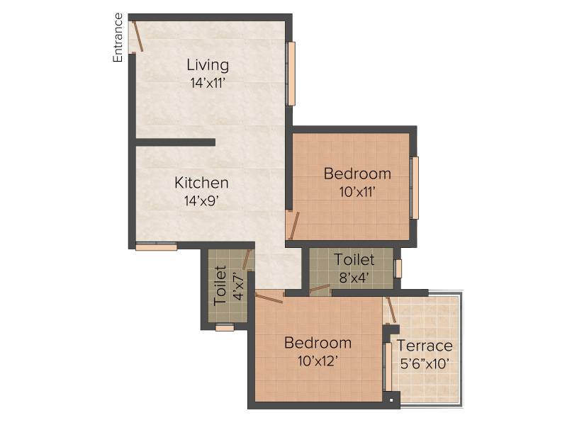 RR Riddhi Siddhi Towers (2BHK+2T (867 sq ft) 867 sq ft)