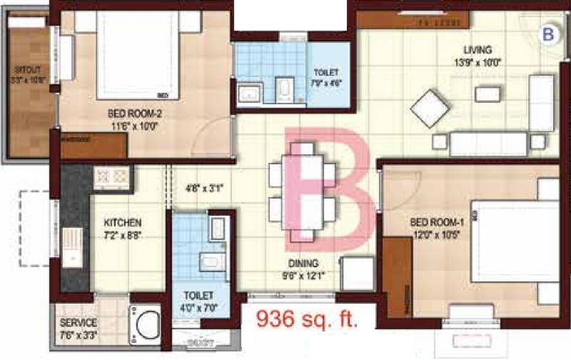Kgeyes Madipakkam 296 (2BHK+2T (936 sq ft) 936 sq ft)