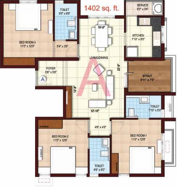 Kgeyes Madipakkam 296 (3BHK+3T (1,402 sq ft) 1402 sq ft)