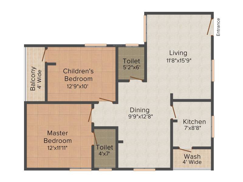 Axon Platina A And B (2BHK+2T (1,197 sq ft) 1197 sq ft)