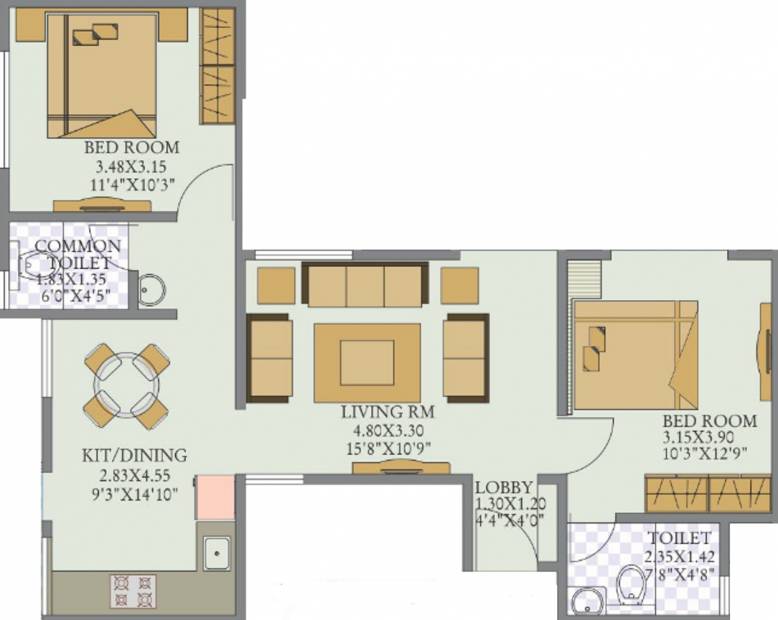 Tatvam La Vida (2BHK+2T (1,088 sq ft) 1088 sq ft) Tatvam La Vida (2BHK+2T (1,088 sq ft) 1088 sq ft)