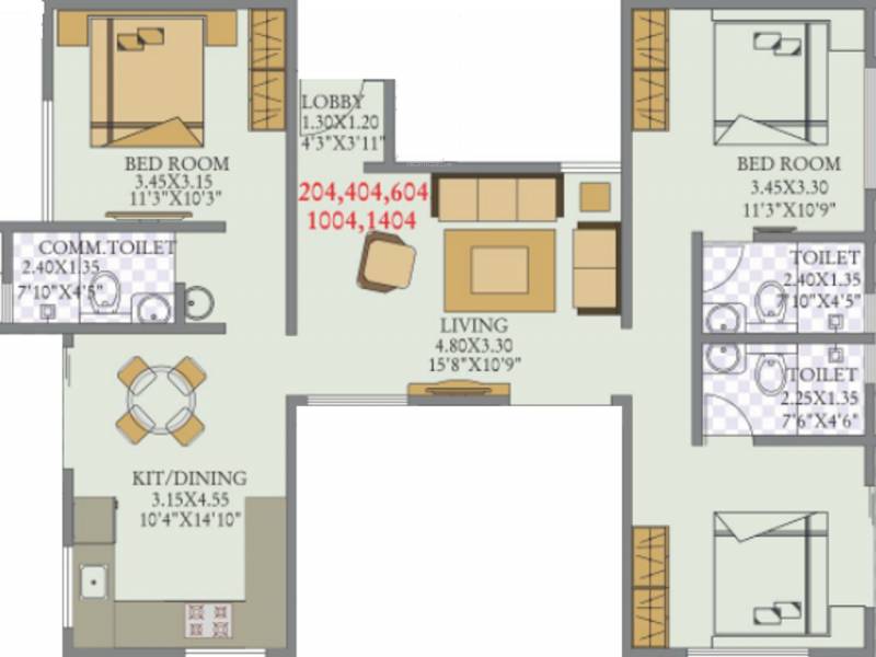 Tatvam La Vida (3BHK+3T (1,375 sq ft) 1375 sq ft)