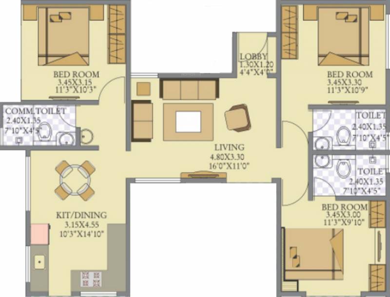 Tatvam La Vida (3BHK+3T (1,396 sq ft) 1396 sq ft)